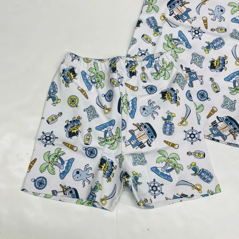 NWT Magnolia Baby 12/18M Pirate's Treasure Navy Short Pajamas